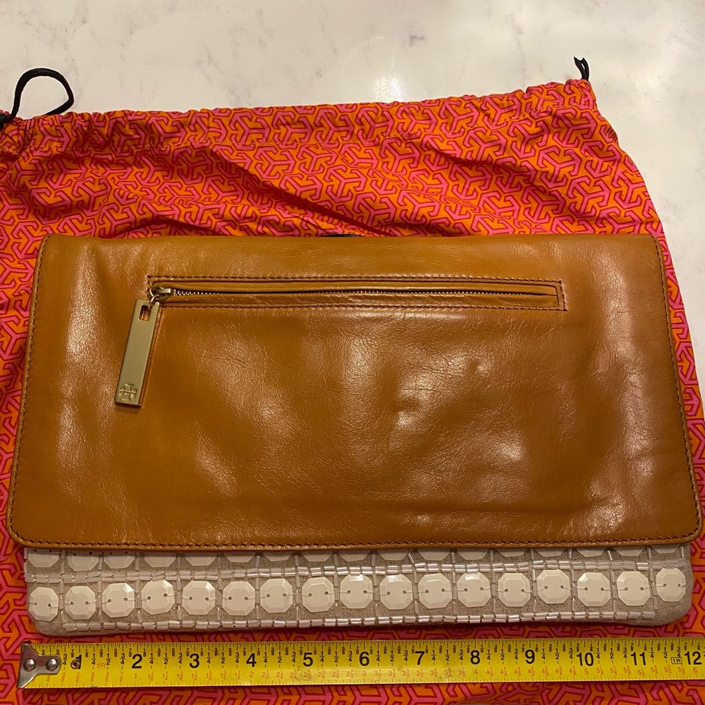 Tory Burch Tan Beaded Clutch